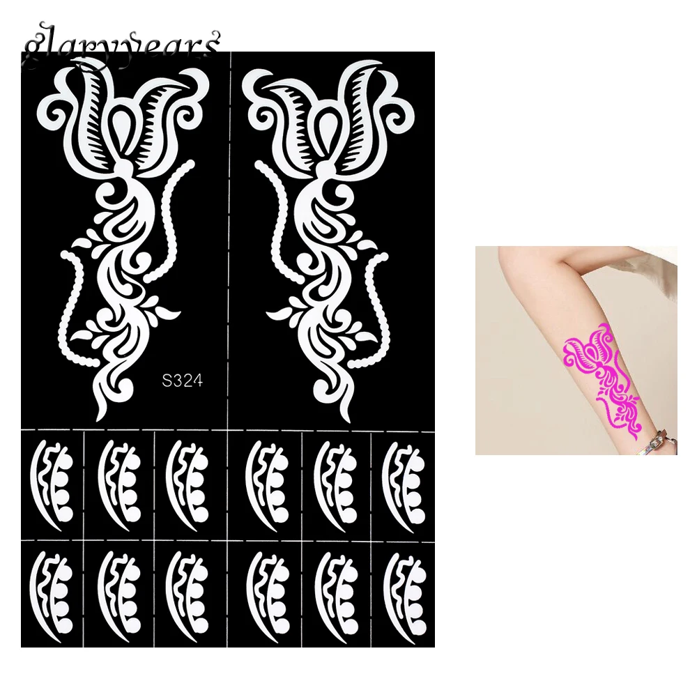 1 Piece Henna Tattoo Stencil Hollow Flower Design Airbrush Painting