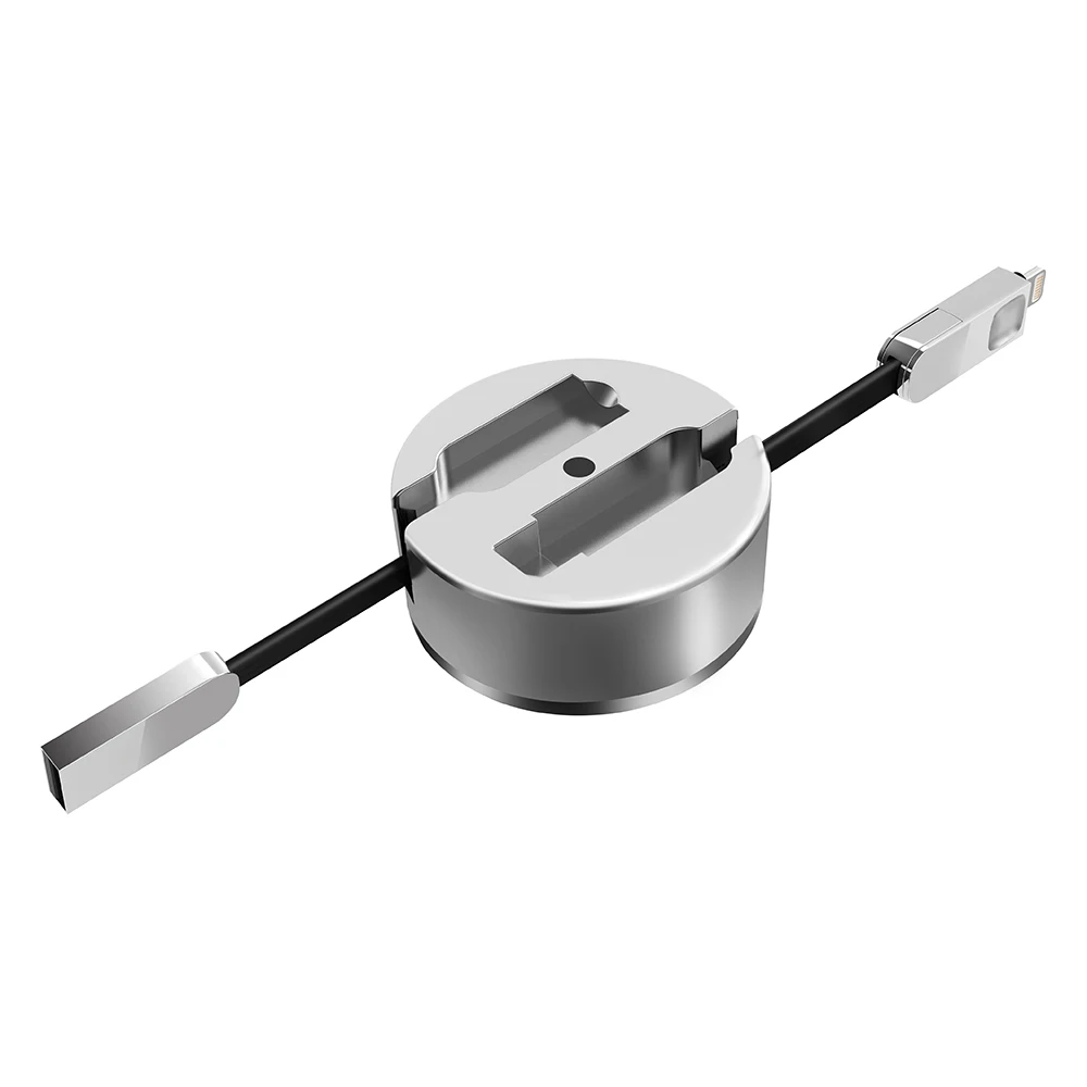 LDNIO قابل للسحب 2 في 1 كابل يو اس بي للهاتف المحمول فون البرق نوع C المصغّر usb كابل 1 m البيانات نقل سريع كابل شحن