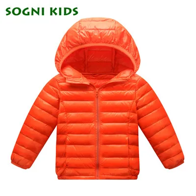 Зимняя Детская куртка для маленьких детей бренд утка Подпушка теплое пальто с капюшоном малышей сплошной ветрозащитная верхняя одежда для детей Одежда и аксессуары для мальчиков - Цвет: orange