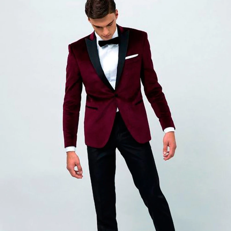 burgundy groom suit