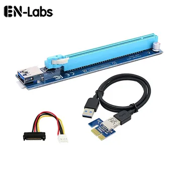 

En-Labs Low Profile Mining PCIe 1x to 16x PCI Express Extender Rise Card,USB 3.0 PCI-e Extension Adapter w/ SATA to Molex Cable