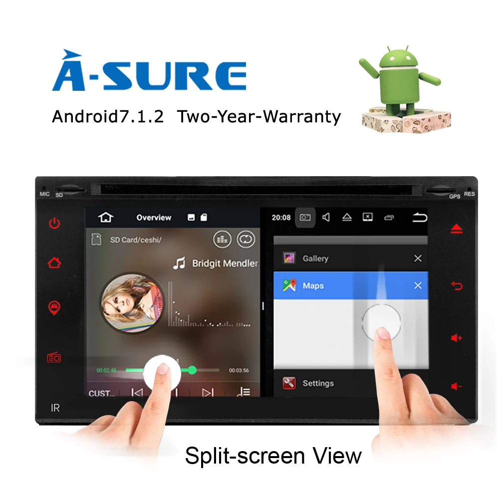 A-Sure 2 Din Android 7 1 автомобильный Радио плеер универсальный gps Навигация BT Авторадио