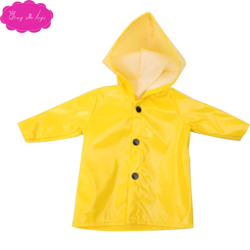 43 см Детские куклы одежда качество желтый водонепроницаемый плащ пальто с капюшоном платье аксессуары подходит 18 дюймов девочка кукла f539