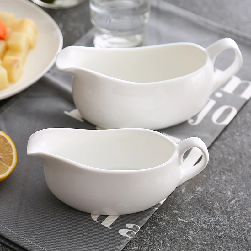 

Guci Black Pepper Juice Cup Sauce Dou Pure White Ceramic Pepper Sauce Pot Seasoning Vessel Western Steak Sauce Dou Boat