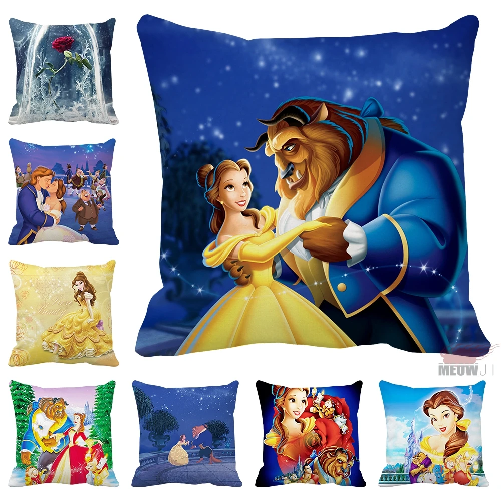 

Beauty and The Beast Square Custom Zippered Multi Size Throw Pillow Case Free Shipping