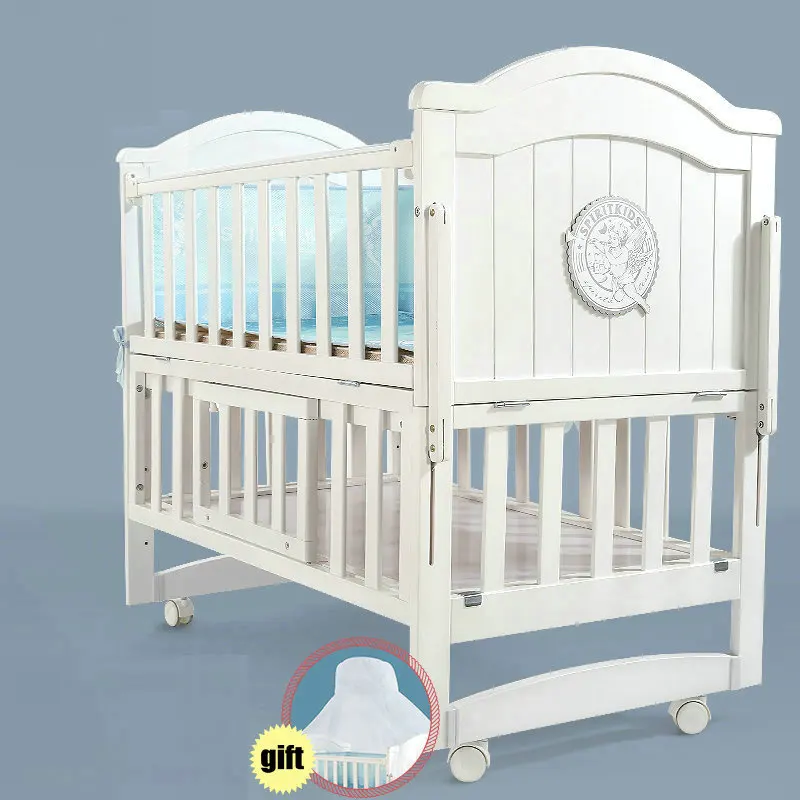 White Pine Wood Baby Bed 107cm length , can Converts into a Junior Bed