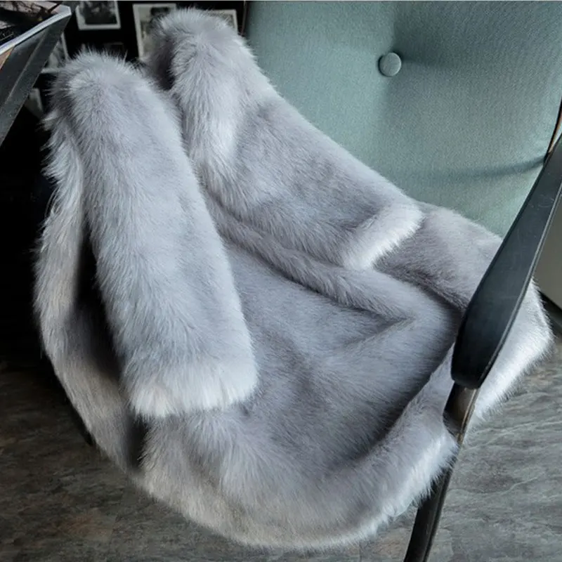 Длинное пальто с искусственным мехом, зимнее пальто с искусственным мехом, теплая хлопковая куртка с искусственным мехом, Женская парка 767 - Цвет: Gray