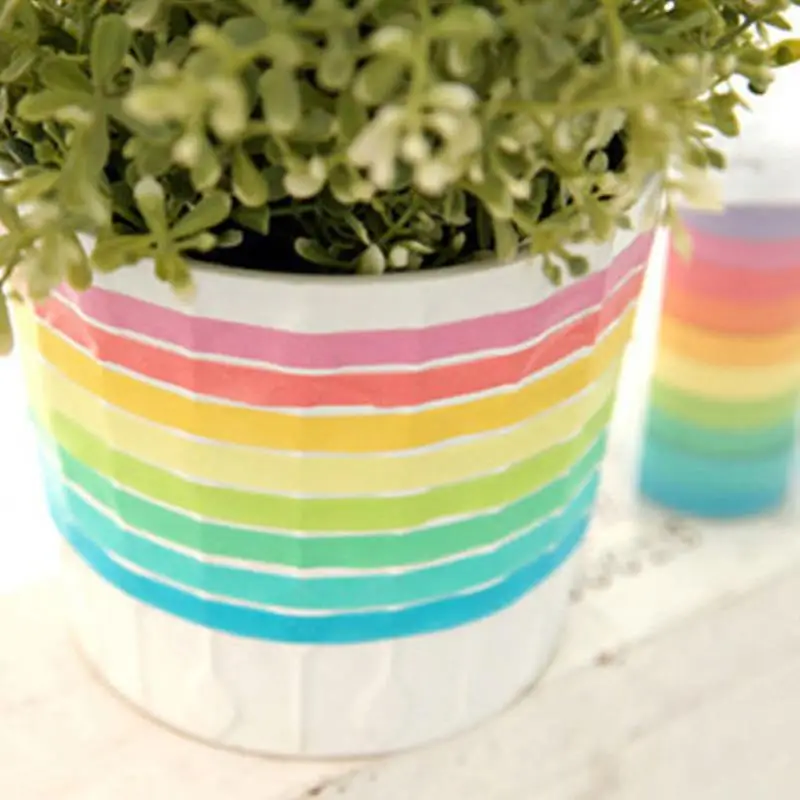 JX-LCLYL 10pcs/set 10in1 Colorful 0.7cm x 5M Adhesive Sticker Washi Paper Masking Tape Decoration