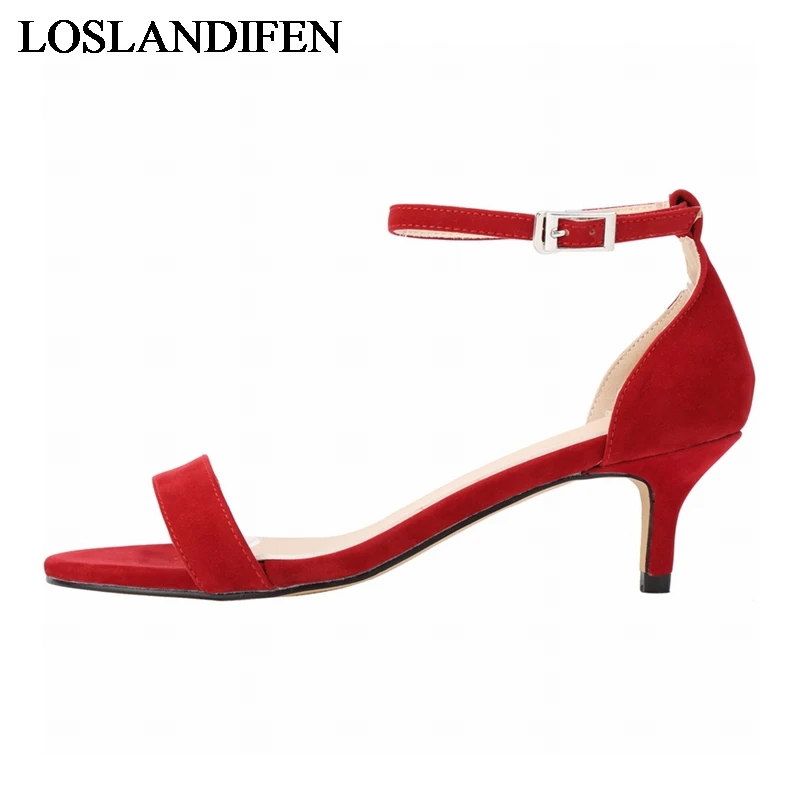 Новинка; красные, синие удобные женские сандалии; модная женская обувь; Босоножки с открытым носком на высоком каблуке с одним ремешком; большие размеры 35-42; NLK-C0033 - Цвет: 6