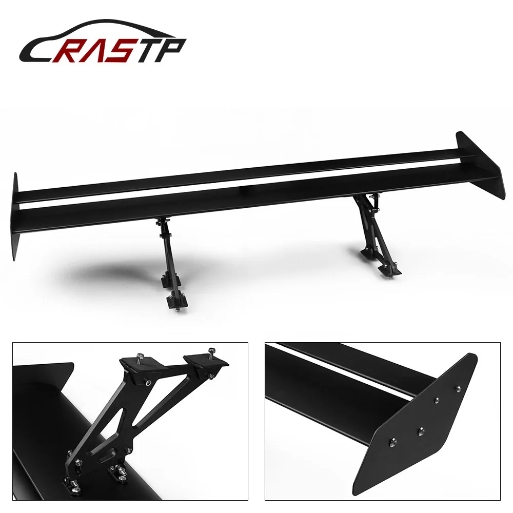 53.15'' Double deck Rear Wing Trunk Spoiler Lightweight Aluminum alloy Black Car Tuning GT Wing
