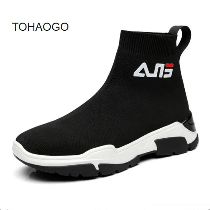 

TOHAOGO Autumn Winter Men casual shoes Stretch socks Men's Boots Comfortable Sneakers Fashion High-top Ankle Boots boty