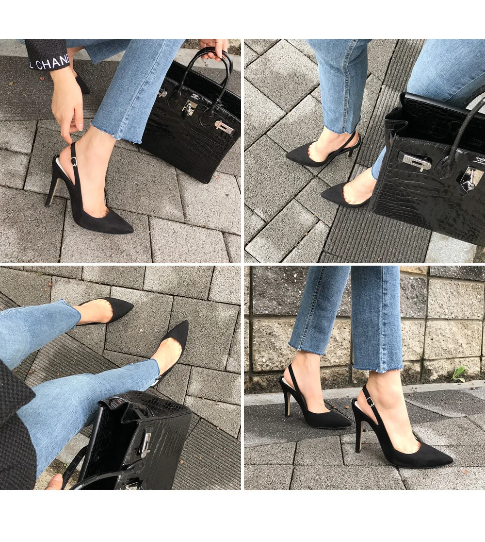 Г., летние новые стильные босоножки женские замшевые пикантные корейские модные осенние туфли на высоком каблуке