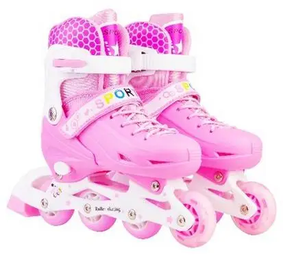 Детские и Взрослые роликовые коньки спортивная обувь для детей для мужчин и женщин PU материал катание все колеса Flash L348OLF - Цвет: pink1