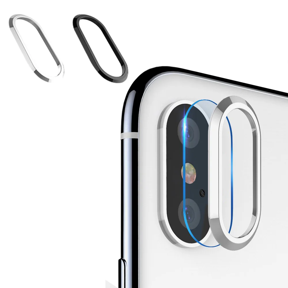 

Metal Back Camera Lens Guard Protector Cover Circle Ring For iPhone X XR XS Max With Camera Lens Tempered Glass Protective Film