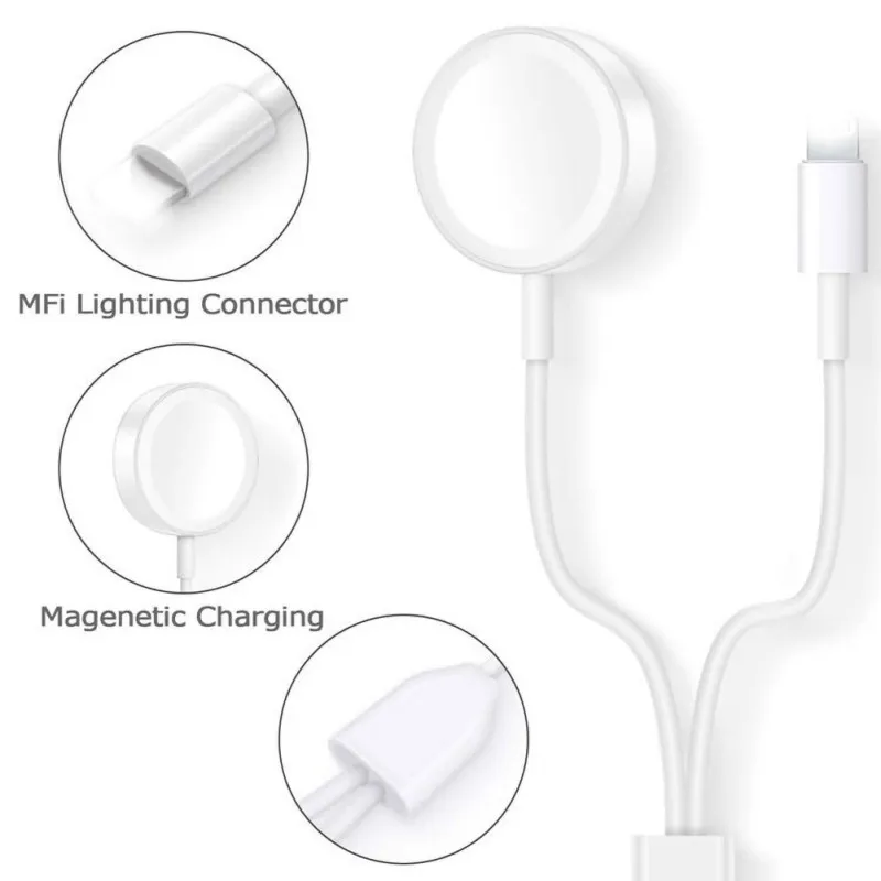 

2 In 1 Magnetic Charger Cable For iphone 8 7 XS 1M Fast charger For Apple Watch Phone Charging Wireless Charger Cable