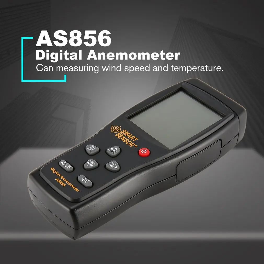 

Smart Senor AS856 Digital Anemometer Thermometer Wind Air Speed Gauge Meter Windmeter Temperature Tester Poratable Measuring