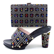 Italien Schuh Und Tasche Set Zu Spiel Hochwertigen Italienischen schuh Mit Passender Tasche Für Partei Bunte Steine Sandale Ferse TH16-58