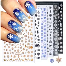 1 шт Рождественские 3D наклейки для ногтей наклейки олень/снежинки дизайн рождественские обертывания Снеговик зимние украшения для ногтей ползунки F281-284