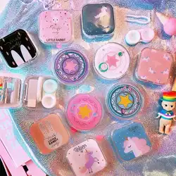 Милый мультфильм животных контейнер для контактных линз Сакура красивый чехол для очков кормящих контактных линз Цвет пентаграмма