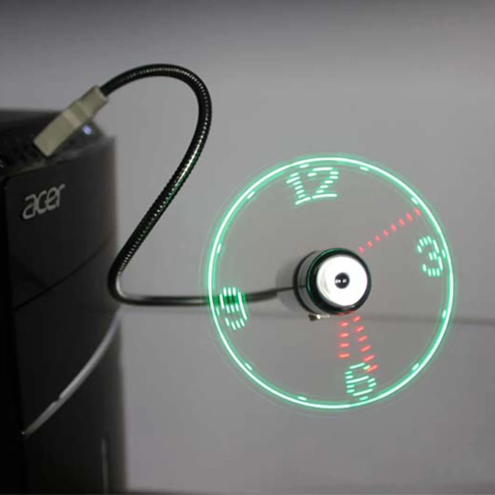 Summer Mini USB Fan gadgets Flexible Gooseneck LED Clock Cool For laptop PC Notebook Time