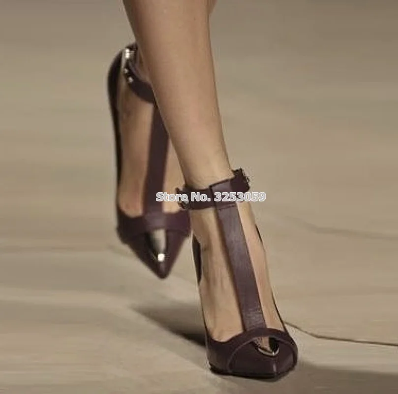 ALMUDENA/женские туфли на шпильке с острым носком и Т-образным ремешком; туфли-лодочки с ремешком и металлической пряжкой на лодыжке; повседневные модельные туфли; большие размеры