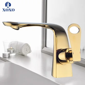 

XOXO Basin Faucet Golden Cold and Hot Water Brass Deck Mounted Bathroom Faucets Single Handle Hole Water Crane Mixers Tap 21095