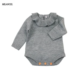 

MILANCEL 2018 New Baby Bodysuit Knitted Baby Boys Bodysuit Solid Baby Girls Bodysuits Long Sleeve Baby Clothes