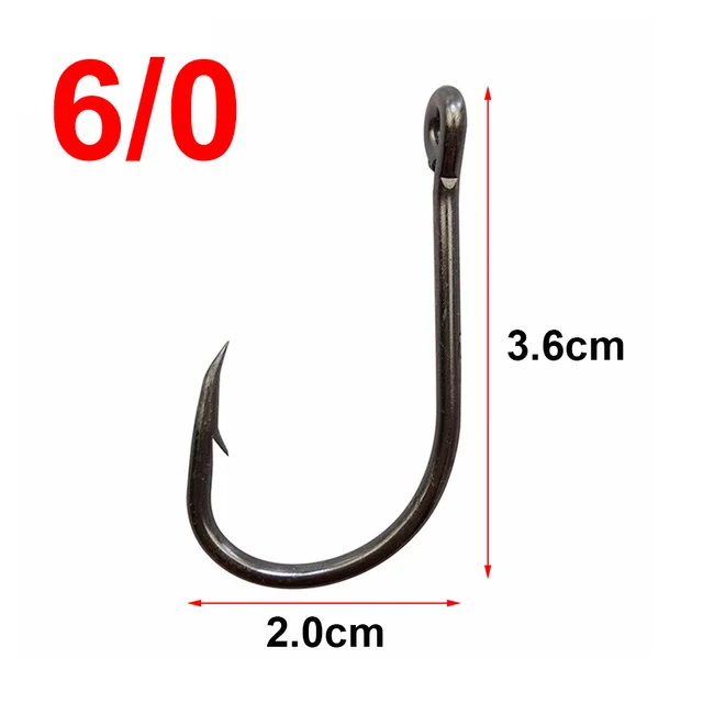 Hyaena 200pcs 9260 Black High Carbon Steel Fishing Hooks 2/0 3/0 4/0 5/0 6/0 7/0 8/0 Offset Faultless O'shaughnessy Fishhooks 6 0