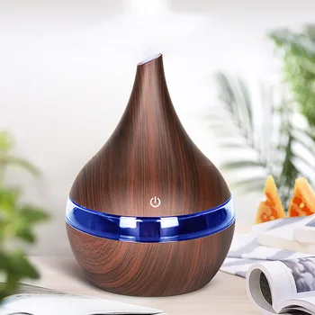 

300ml Aroma Essential Oil Diffuser Ultrasonic Air Humidifier With Wood Grain 7 Color LED Lights For Office Home Auto Cut Off