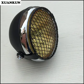 

XUANKUN Retro Motorcycle Modified Headlamps Headlights Metal Yellow Glass 5.5 Inch