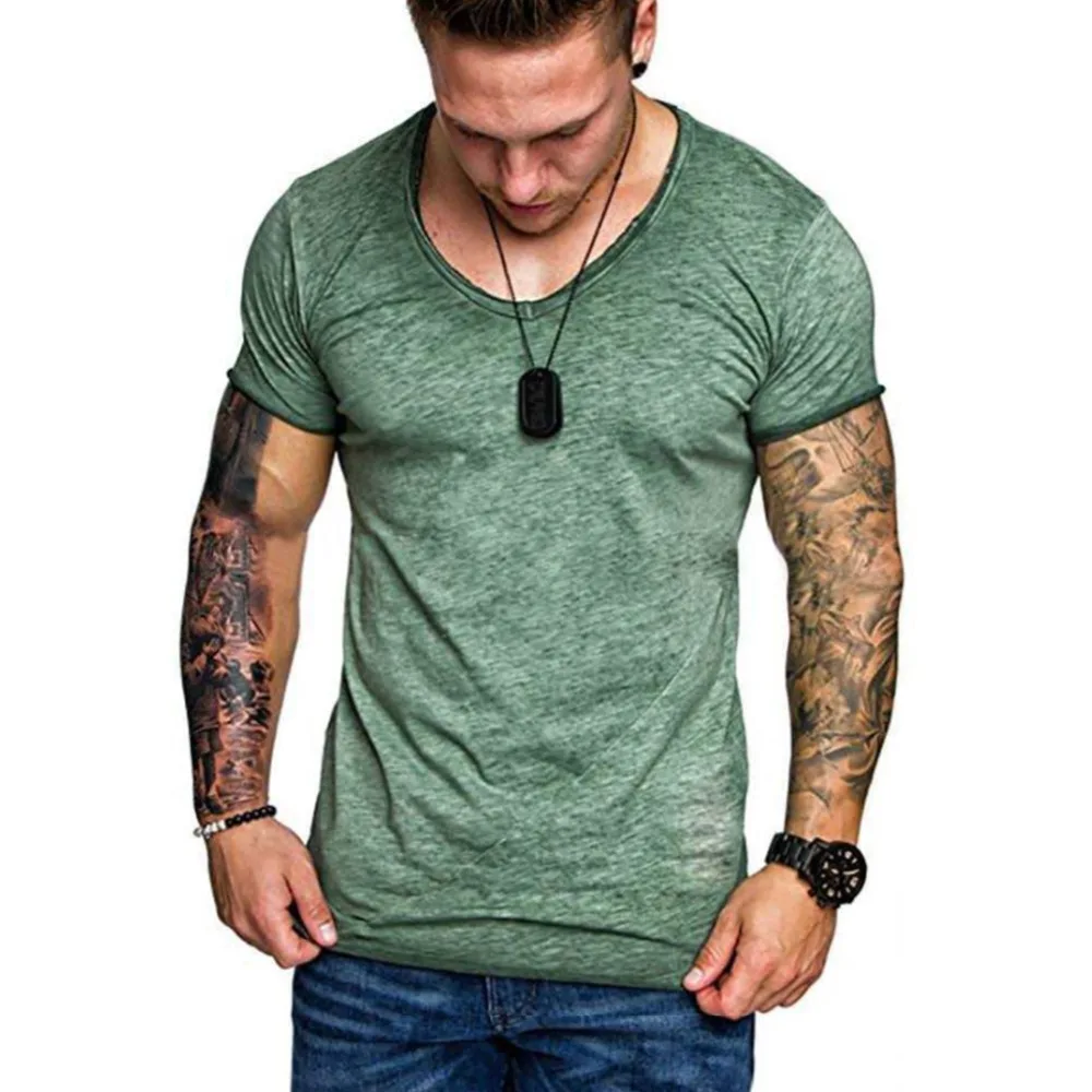 Man's Loose Short sleeved T shirt Round Neck High quality Cotton T ...