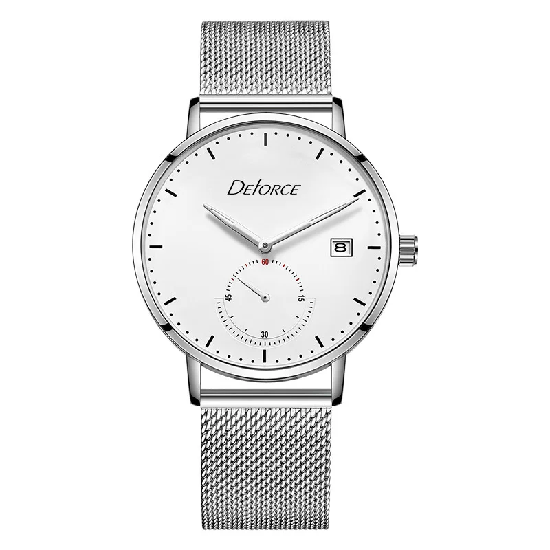 

DEFORCE Simple Men Quartz Watch Waterproof Watch Steel with Paragraph Independent Small Seconds with Calendar Relogio Masculino