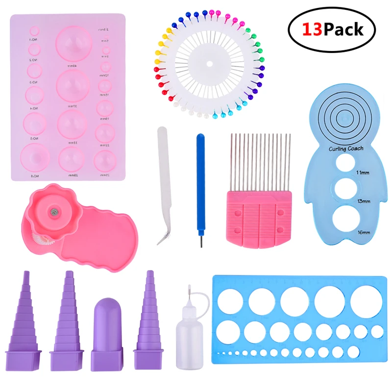 

13 In 1 Handmade Paper Template DIY Paper Quilling Tools Set Template Mould Board Tweezer Pins Slotted Tool Kit Card Paper Craft