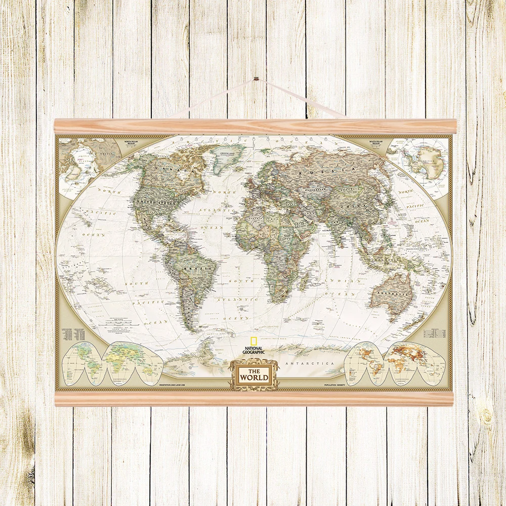 QKART настенная художественная карта мира настенные художественные картины на холсте деревянные свитки картины для гостиной плакаты и принты готовы повесить
