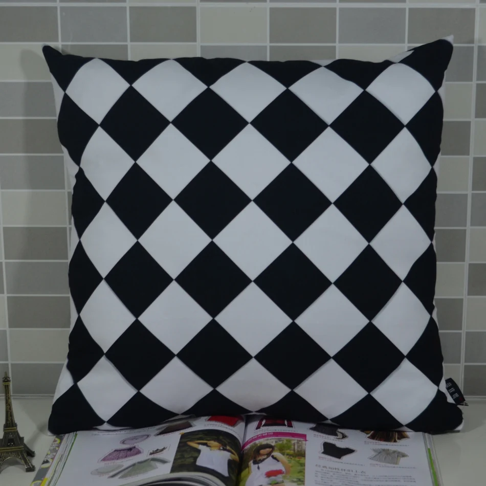 45*45 cm Decorative Pillow Cover Fashion Black and White Plaid Home