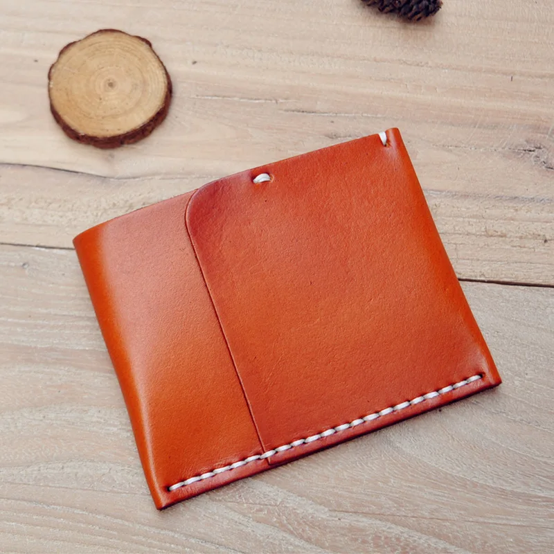 Ручной работы кожаный кошелек зажим для денег дизайнер из натуральной кожи я клип деньги держатель для карты и деньги - Цвет: Оранжевый