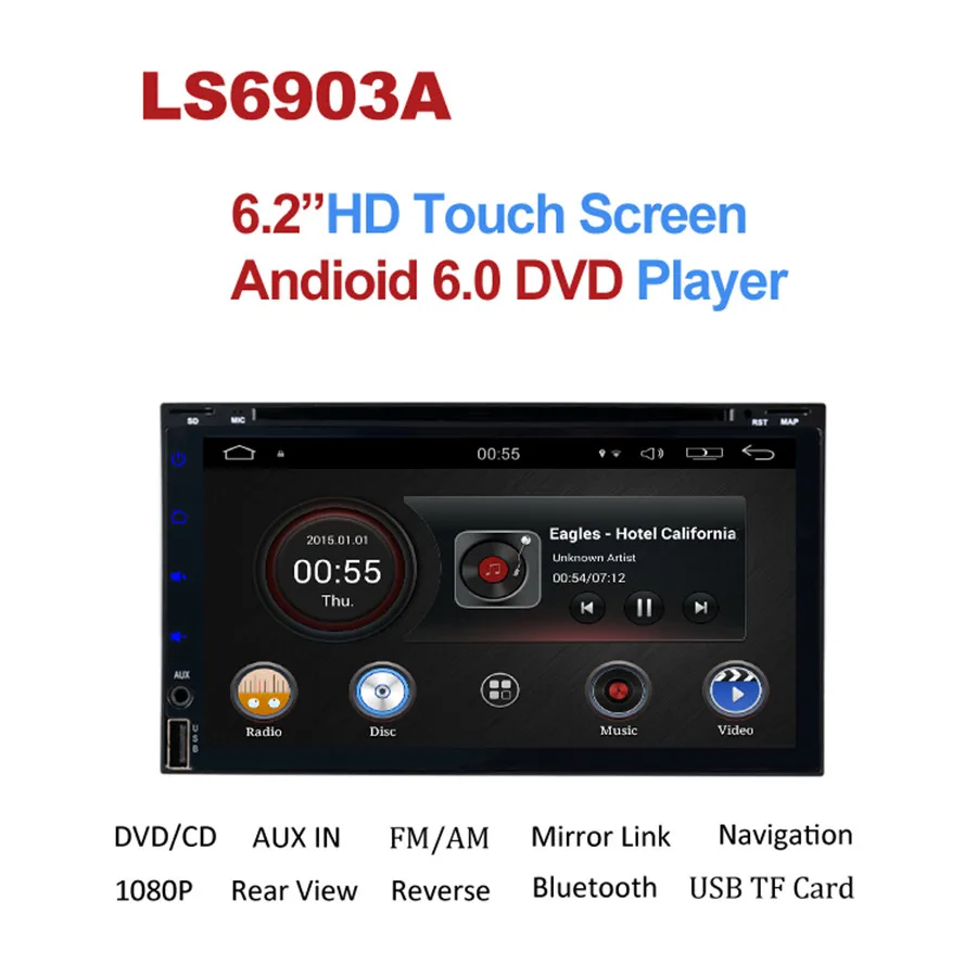 1024*600 Универсальный Android 6 0 четырехъядерный автомобильный DVD плеер GPS Навигация BT
