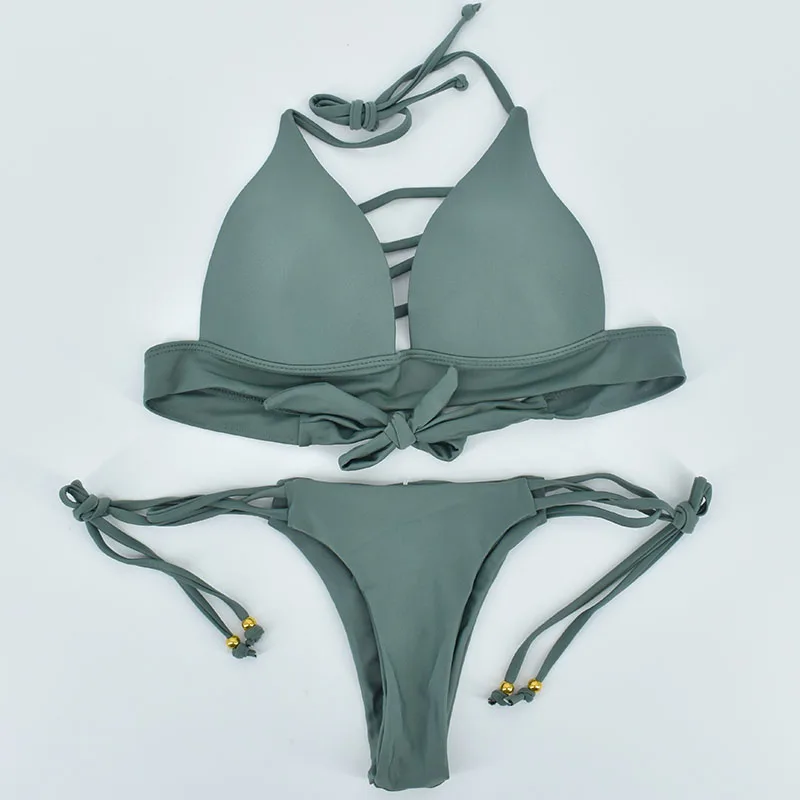 2018 Hot Bikini Sets Women Sexy Lace Up Multi Strings Brazilian Bathing Suits Swim Wear Thong Bikini Hollow Out African Swimwear