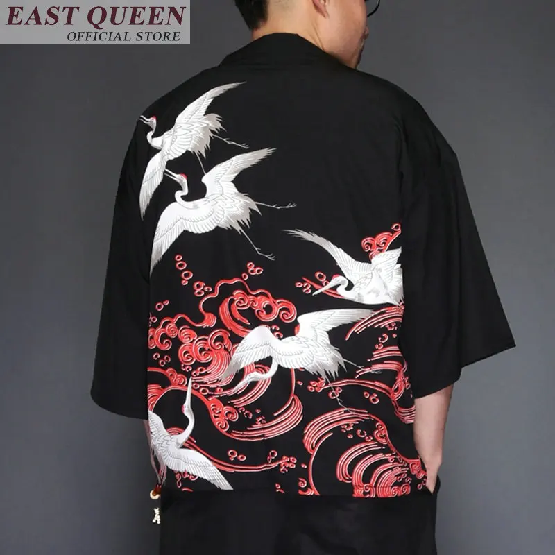 Japanese kimono yukata kimino haori cardigan men kimino robe for men black print japanese tops Haori Japan clothing FF376 A