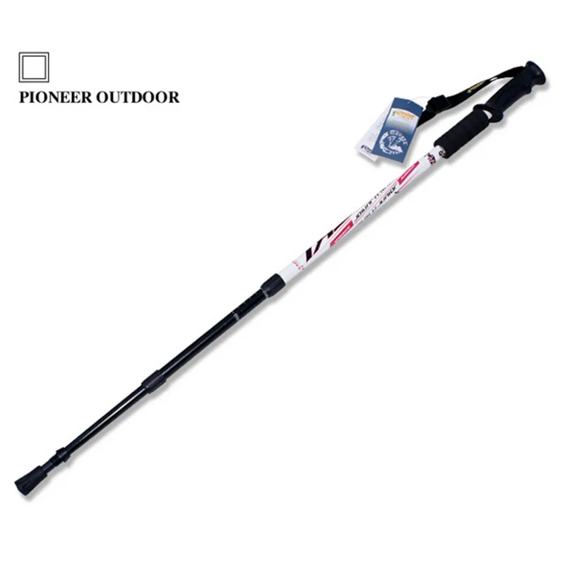 white Walking Sticks Pioneer треккинг лыжный полюс Трость Регулируемая походная альпеншток шок алюминиевый альпинистский лыжный Кемпинг телескопическая трость - Цвет: white Walking Sticks