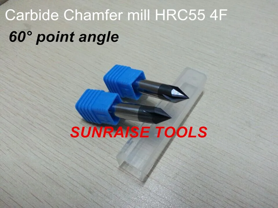 

D10mm x 60L 20pcs 4F 60 degree angle Chamfer mills for matel HRC55 free shipping CNC tools parts with good quality
