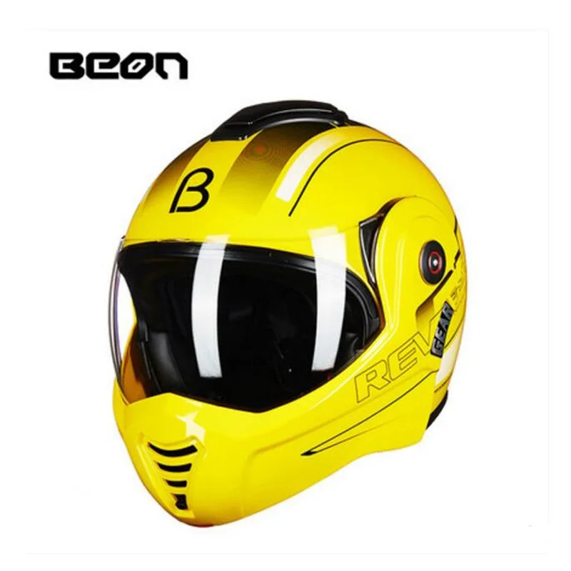 Новинка года; Сертификация ЕС; Netherland BEON; шлемы для мотоцикла с откидной крышкой; мотоциклетный шлем АБС-пластик линза козырек - Цвет: Цвет: желтый