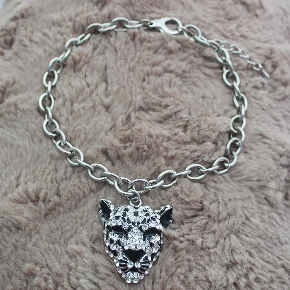 Цепочки ожерелье ошейник для собак Rhinestons Леопардовый Шарм кулон украшения для щенков 3 размера