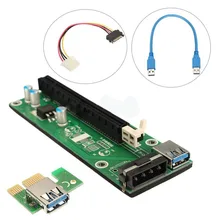 KSOL 10x PCI-E Express 1x To 16x удлинитель Riser Board Card+ USB 3,0 SATA кабель питания