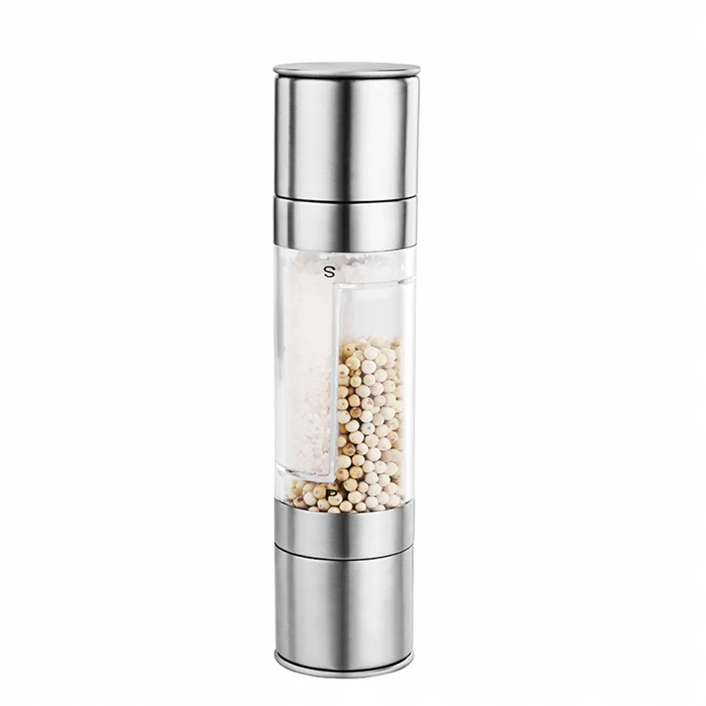 Pepper Grinder 2 in 1 Stainless Steel Manual Salt Pepper Mill Grinder Seasoning Kitchen Tools Grinding for Cooking Restaurants4