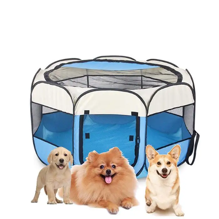 Pet Tent Portable Detachable House Puppy Dog 8 Angular Design Soft Kennel Cat Cage Home Blue, Pink, Red