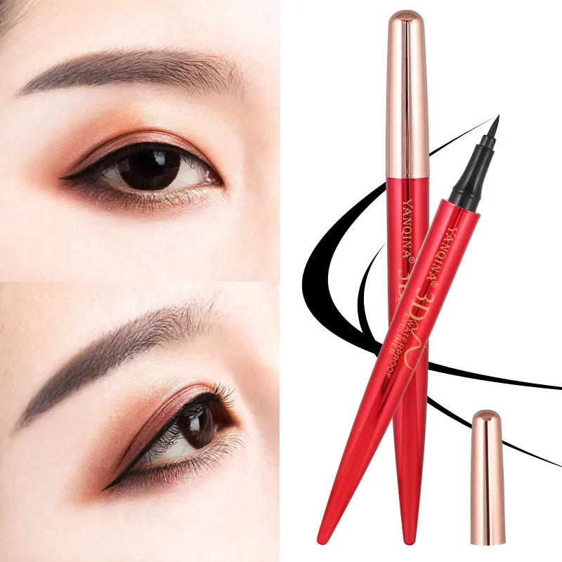

3D Long-lasting Pen With Smooth Flow Black Defence Sweat Waterproof Fast Dry Brightener Eye Makeup Liquid Delineador Glitter Dn*