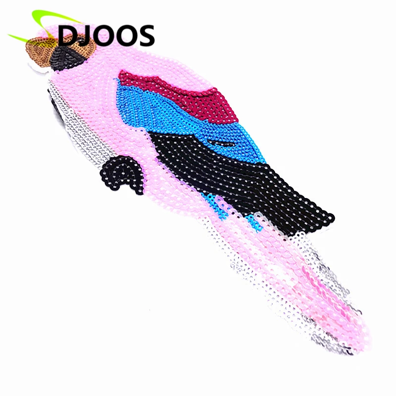 Parrot Embroidered Patches for Clothing Biker Motorcycle Cartoon Sequined Iron on Clothes Tops Jeans Jackets Crafts | Дом и сад