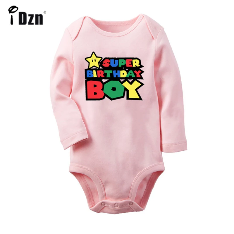 

Super Birthday boy Super Mario Number Design Newborn Baby Boys Girls Outfits Long Sleeve Jumpsuit Infant Bodysuit Clothes Sets