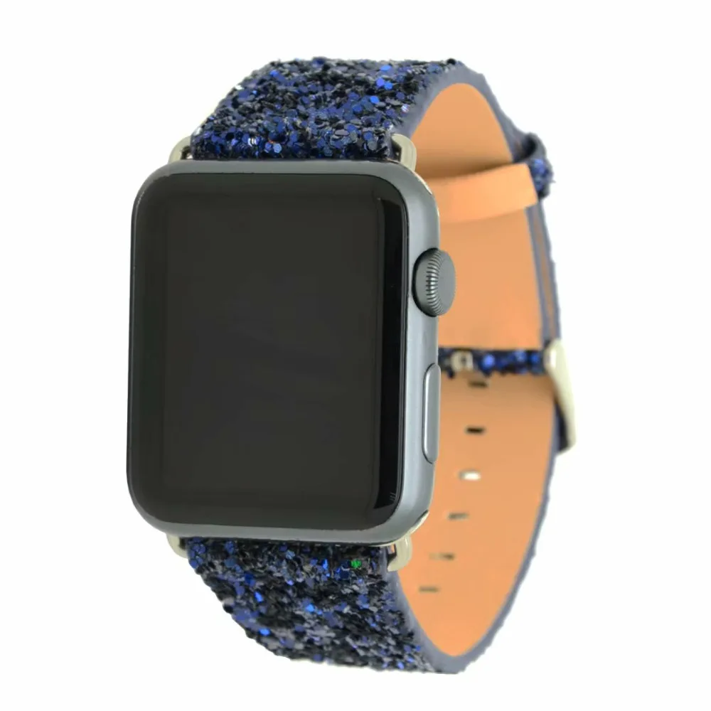 Для Apple Watch, версии Series4/3/2/1 сияющая кожа; ремешок с пряжкой, размеры 38 мм/42 мм/40 мм/44 мм Для женщин браслет